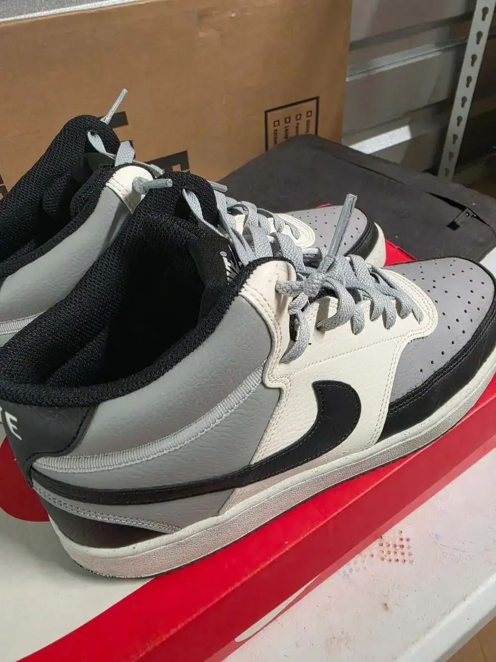Nike Court Vision Mid NN Size 10 Lt Smoke Grey Black Sail